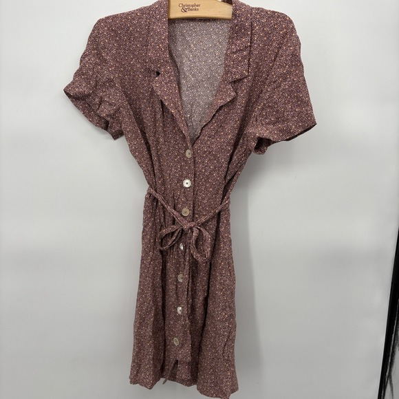 Wilfred‎ Women's Size Medium Button Up Short Sleeve Micro Floral Mini Dress #2E - Picture 1 of 8